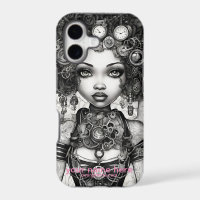 STEAMPUNK FAIRY BEAUTY BLACK WHITE DIGITAL ART