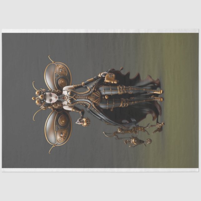 Steampunk Fairy Gold and Black Decoupage Tissue Paper (Front)