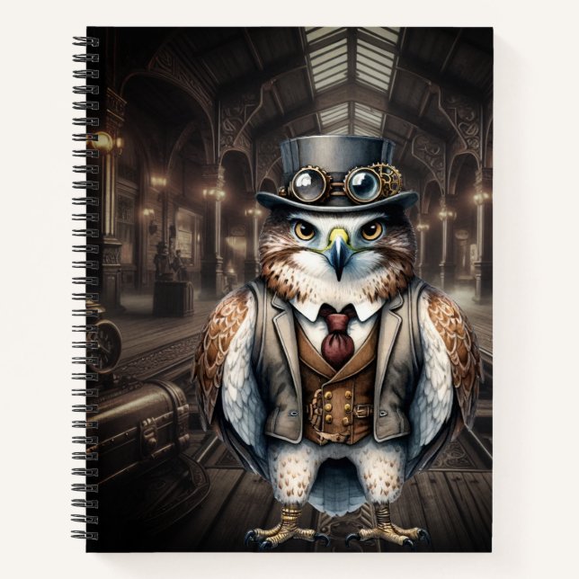 Steampunk Falcon Spiral Notebook (Front)