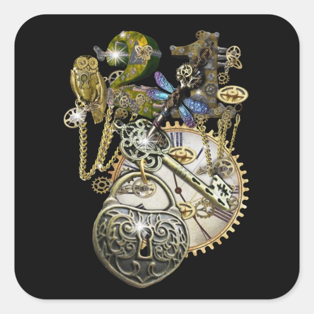 Steampunk Fashion party Square Sticker (Front)