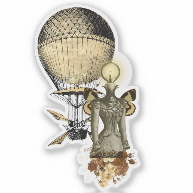 Steampunk Female Bust and Flying Machine (Front)