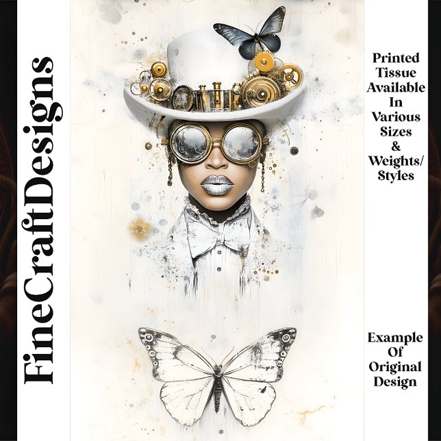 Steampunk Female In White & Butterfly Q3 Decoupage Tissue Paper (Creator Uploaded)