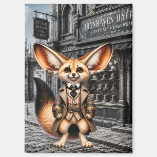 Steampunk Fennec Fox Gentleman at Hatter Shop Magnet