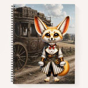 Steampunk Fennec Fox Gentlewoman & Stagecoach Notebook