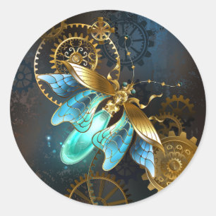 Steampunk Firefly Classic Round Sticker