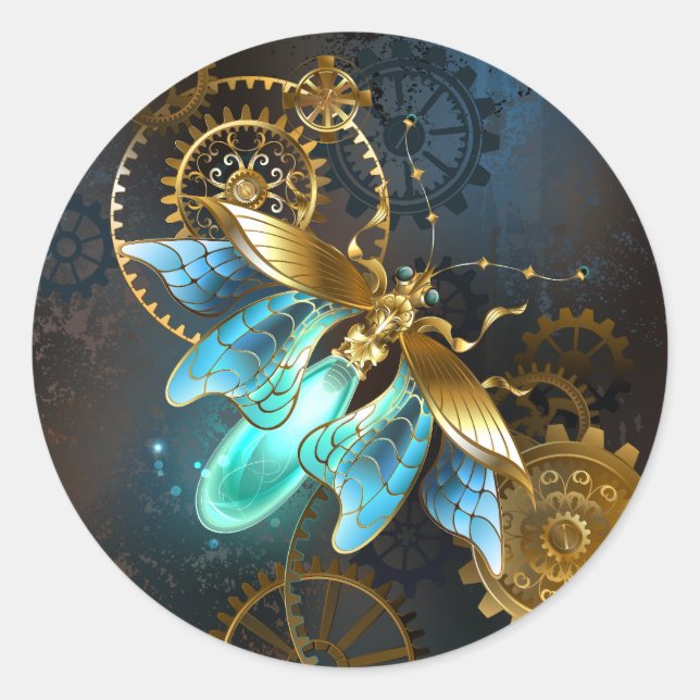 Steampunk Firefly Classic Round Sticker (Front)