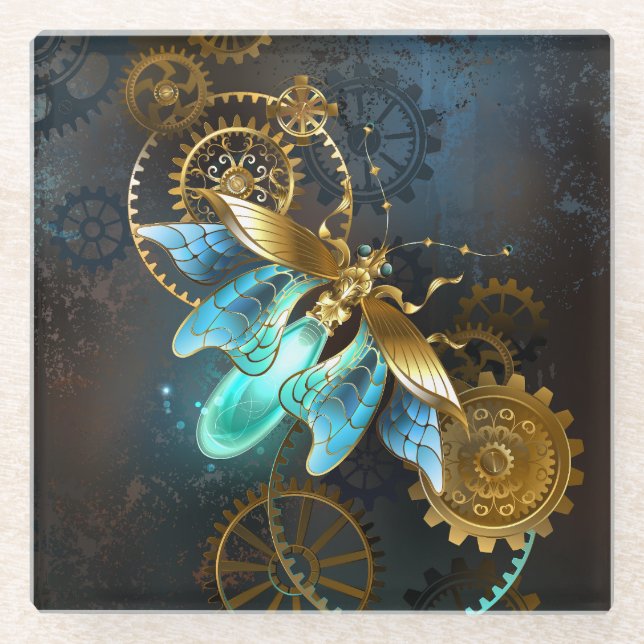 Steampunk Firefly Glass Coaster (Front)