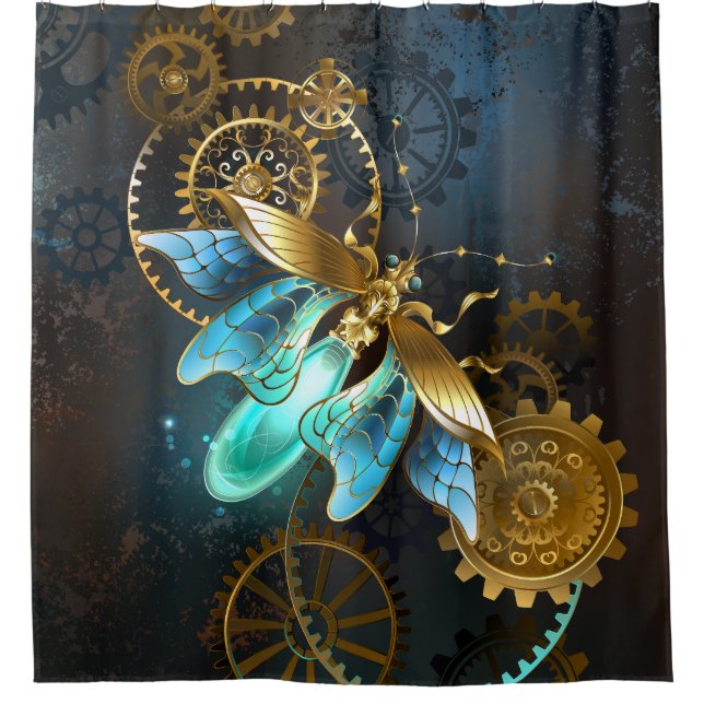 Steampunk Firefly Shower Curtain (Front)