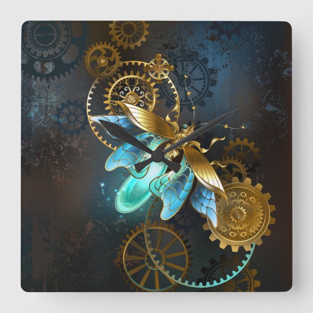 Steampunk Firefly Square Wall Clock (Front)