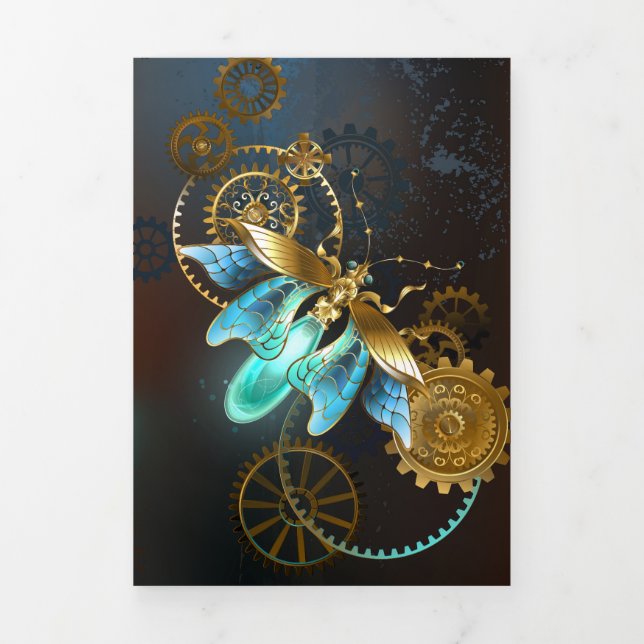 Steampunk Firefly Tri-Fold Holiday Card (Cover)