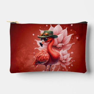 Steampunk Flamingo – Fantasy Digital Artwork Accessory Pouch