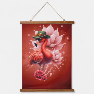 Steampunk Flamingo – Fantasy Digital Artwork  Hanging Tapestry