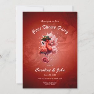 Steampunk Flamingo – Fantasy Digital Artwork Invitation