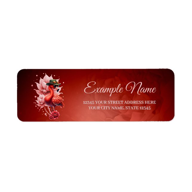 Steampunk Flamingo – Fantasy Digital Artwork  Return Address Label (Front)