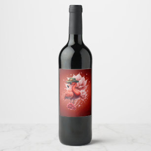 Steampunk Flamingo – Fantasy Digital Artwork  Wine Label