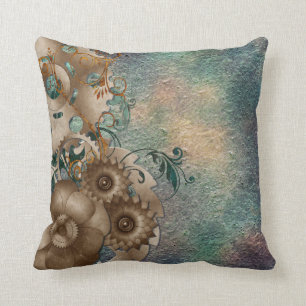 Steampunk Floral Cushion