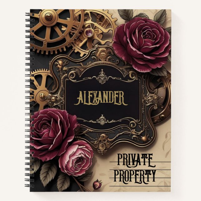 Steampunk Floral Gears Writing Journal (Front)