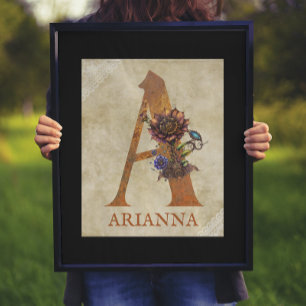 Steampunk Floral Letter A Poster