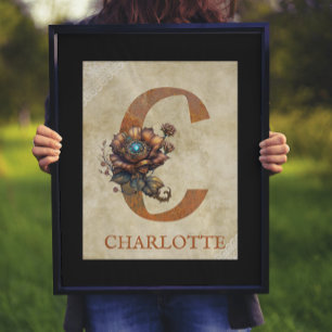 Steampunk Floral Letter C Poster