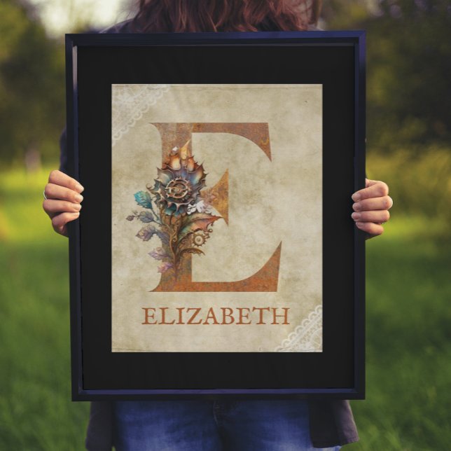 Steampunk Floral Letter E Poster (Creator Uploaded)