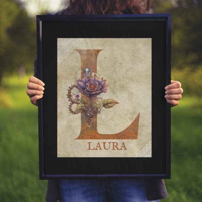 Steampunk Floral Letter L Poster (Creator Uploaded)