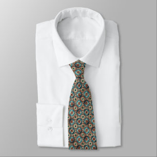 Steampunk Floral Pattern – Blue, Green & Copper Tie