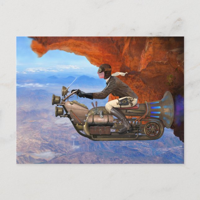 Steampunk Flying Machine Postcard (Front)