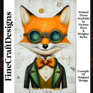 Steampunk Fox In Goggles Jacket Tie M3 Decoupage Tissue Paper