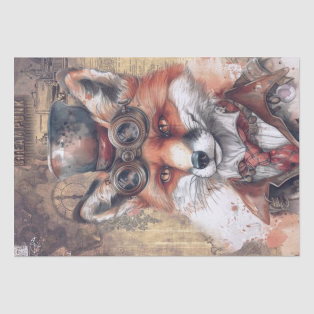 Steampunk Fox Tissue Paper (Front)