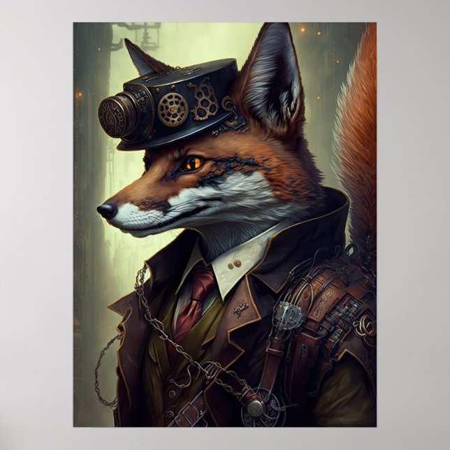 Steampunk Fox Wall Art (Front)