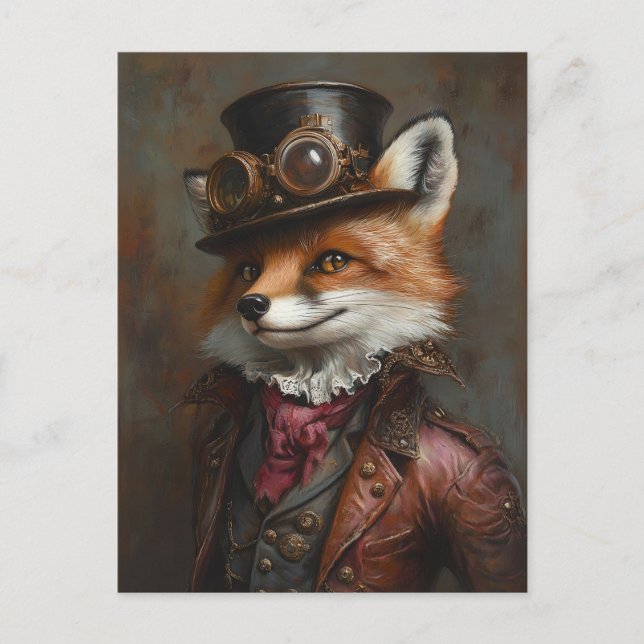 Steampunk Fox Wearing Goggles Postcard (Front)
