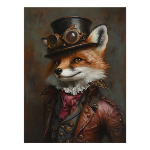 Steampunk Fox Wearing Goggles Poster