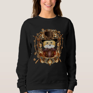 Steampunk fox with cylinder hat look sweatshirt