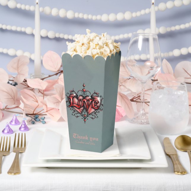 Steampunk Frame with Red Roses and Gears  Favour Box (Wedding)