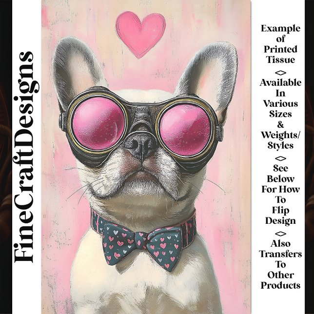 Steampunk French Bulldog + Heart AR5 Decoupage Tissue Paper (Creator Uploaded)