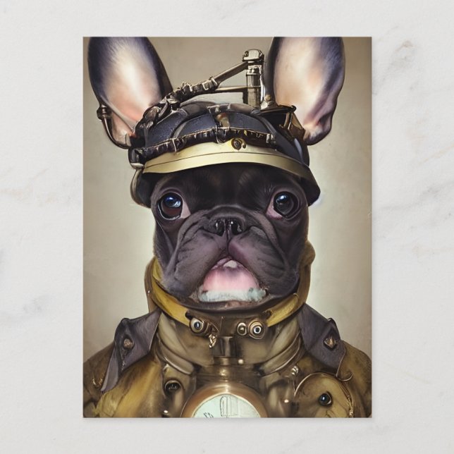 Steampunk French Bulldog Postcard (Front)
