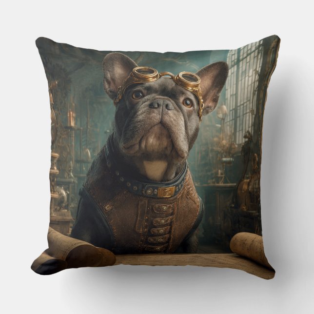 Steampunk Frenchie (Edition 2) - 20" x 20"  Cushion (Front)
