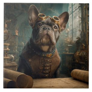 Steampunk Frenchie (Edition 2) - 6" x 6" Ceramic Tile