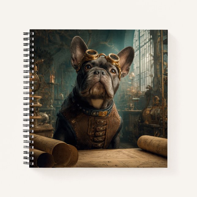 Steampunk Frenchie (Edition 2) - Deluxe Spiral  Notebook (Front)