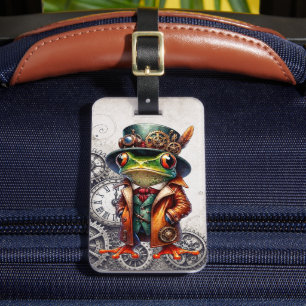 Steampunk Frog & Gears Luggage Tag