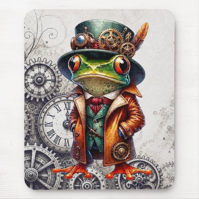 Steampunk Frog & Gears  Mouse Pad (Front)