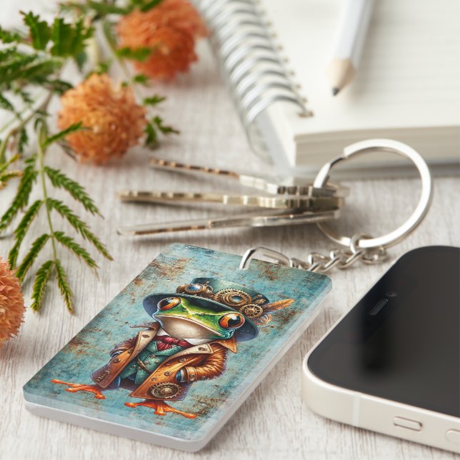 Steampunk Frog  Key Ring (Front Right)