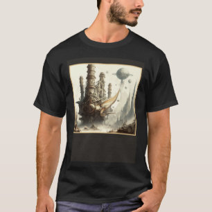 Steampunk Future City Retro Scifi Mechanical Gear T-Shirt
