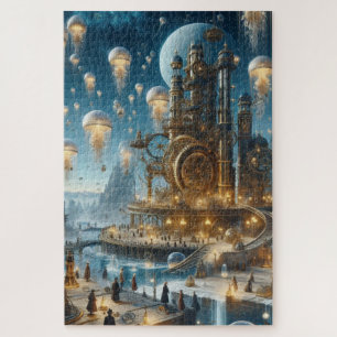 Steampunk Futuristic Ancient City with Jellyfish  Jigsaw Puzzle