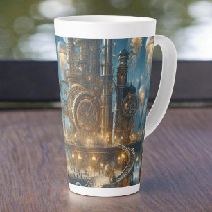 Steampunk Futuristic Ancient City with Jellyfish  Latte Mug