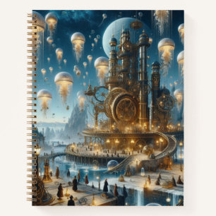 Steampunk Futuristic Ancient City with Jellyfish  Notebook