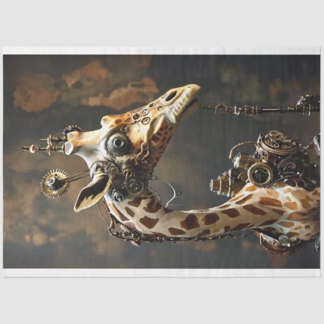Steampunk futuristic giraffe decoupage tissue paper (Front)