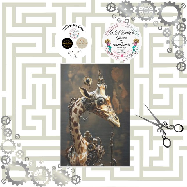 Steampunk futuristic giraffe decoupage tissue paper (Creator Uploaded)
