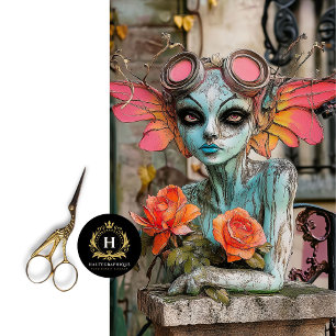 Steampunk Gargoyle Floral Decoupage  Tissue Paper