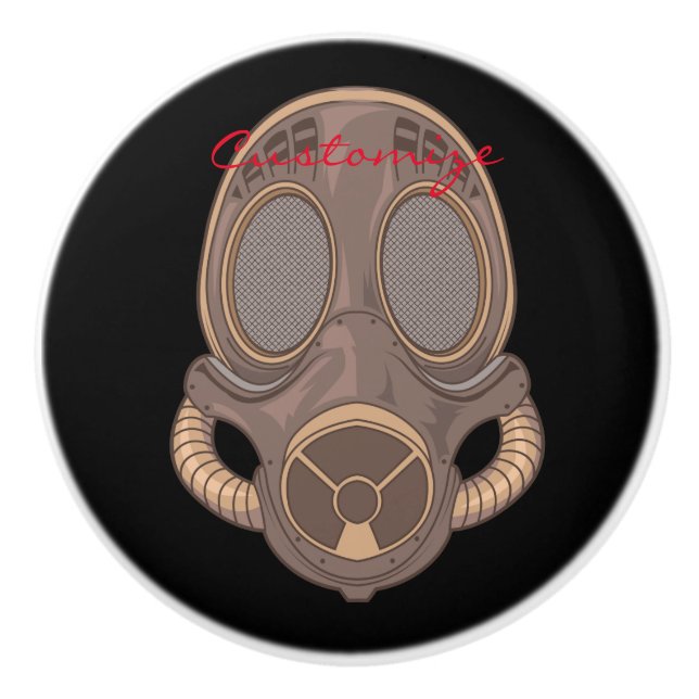 Steampunk Gas Mask Thunder_Cove Ceramic Knob (Front)